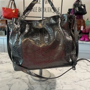 Michael Kors Elegant Sliver Snake Print Women's Bag